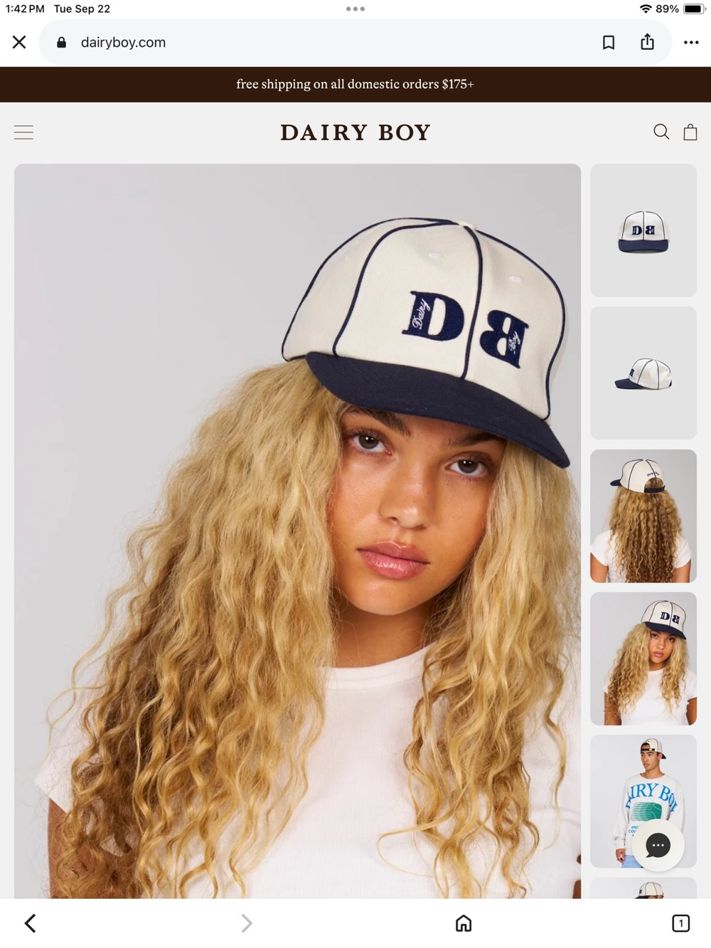 Dairy Boy Cream & Navy Cotton Baseball Cap